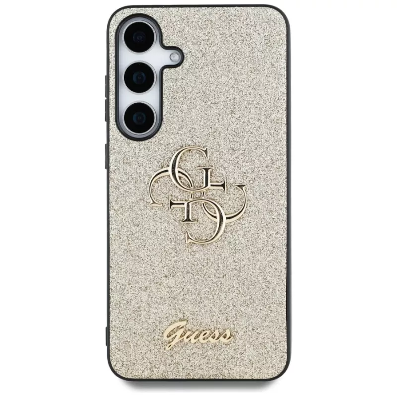 Guess Fixed Glitter Big 4G Metal Logo Back Cover für Samsung Galaxy S25 - Gold
