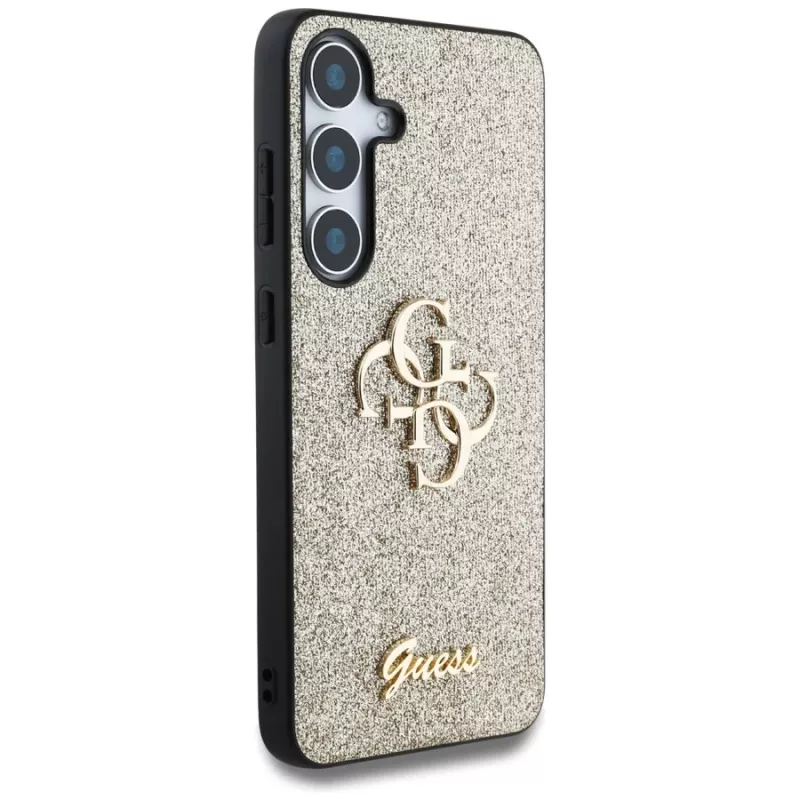 Guess Fixed Glitter Big 4G Metal Logo Back Cover für Samsung Galaxy S25 - Gold