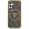 Guess 4G Glitter Triangle Buttons MagSafe Case für Samsung Galaxy S25 (Braun)