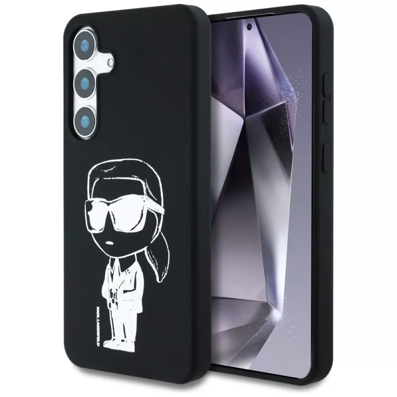 Karl Lagerfeld Silicone Graffiti Ikonik Printed Logo MagSafe Case für Samsung Galaxy S25 Schwarz