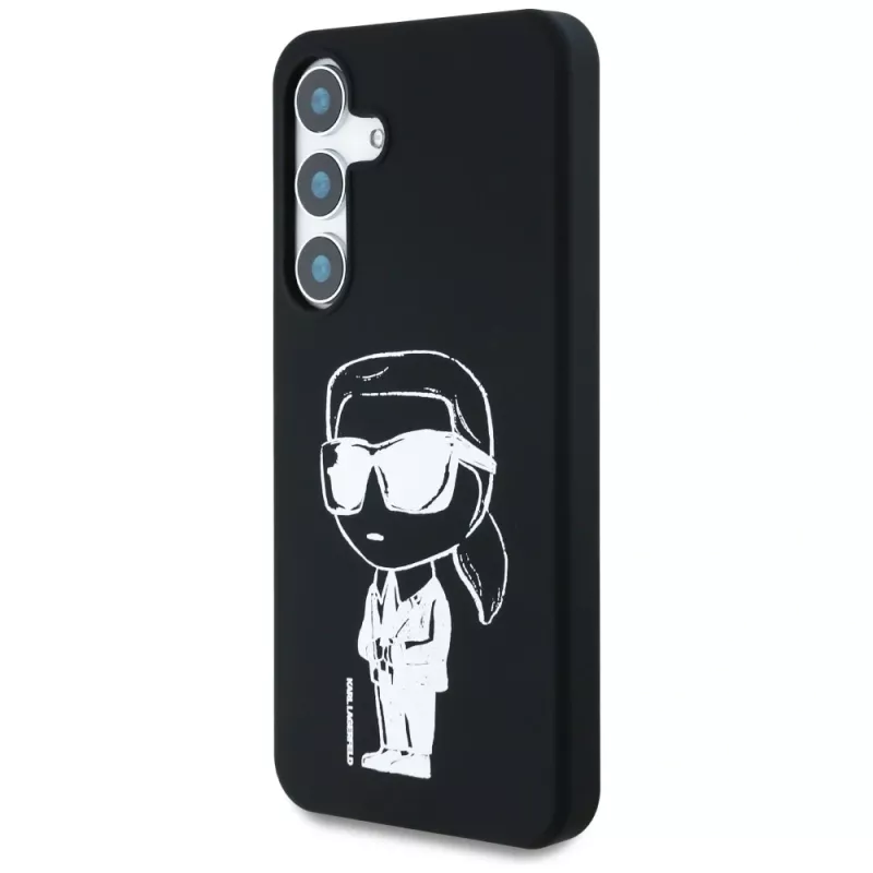Karl Lagerfeld Silicone Graffiti Ikonik Printed Logo MagSafe Case für Samsung Galaxy S25 Schwarz