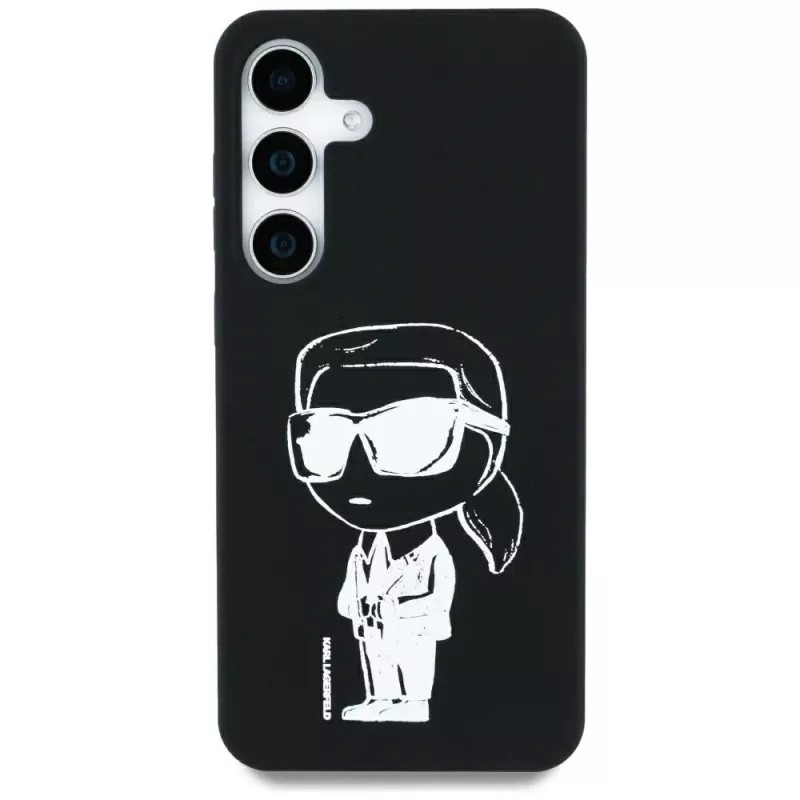 Karl Lagerfeld Silicone Graffiti Ikonik Printed Logo MagSafe Case für Samsung Galaxy S25 Schwarz
