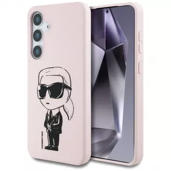 KARL LAGERFELD Silicone Graffiti Ikonik Printed Logo MagSafe Case für Samsung Galaxy S25 - Pink