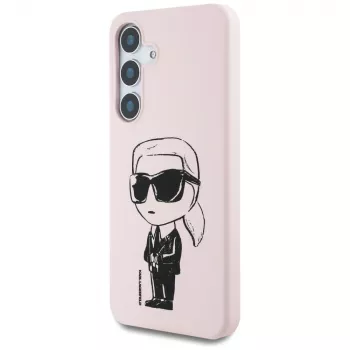 KARL LAGERFELD Silicone Graffiti Ikonik Printed Logo MagSafe Case für Samsung Galaxy S25 - Pink