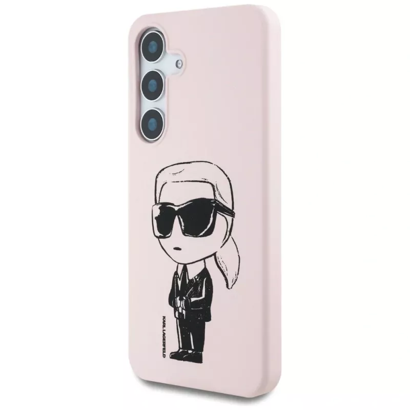 KARL LAGERFELD Silicone Graffiti Ikonik Printed Logo MagSafe Case für Samsung Galaxy S25 - Pink