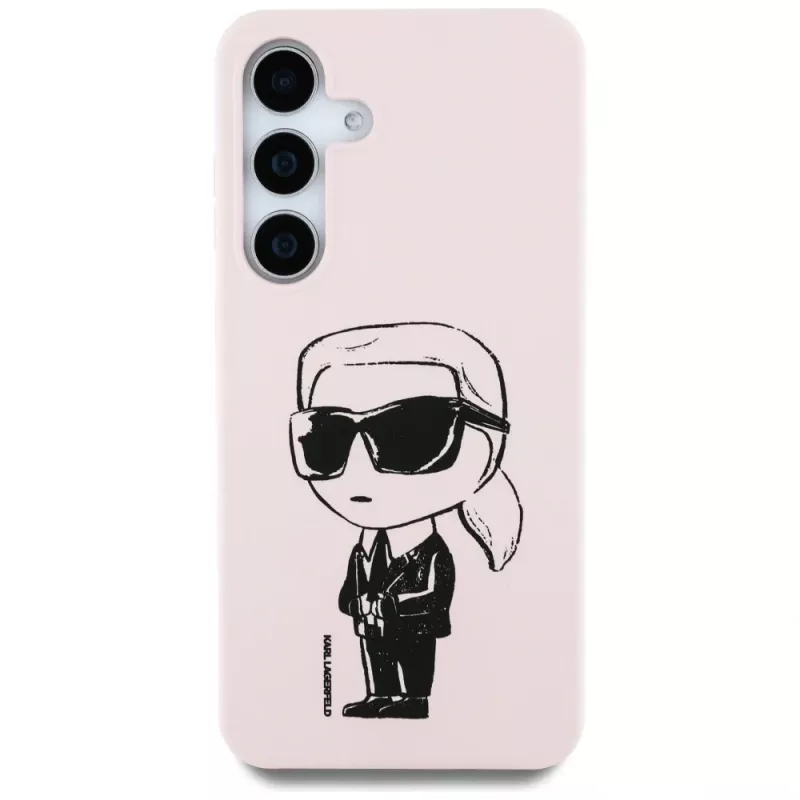 KARL LAGERFELD Silicone Graffiti Ikonik Printed Logo MagSafe Case für Samsung Galaxy S25 - Pink