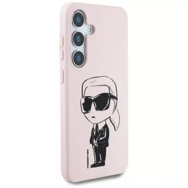 KARL LAGERFELD Silicone Graffiti Ikonik Printed Logo MagSafe Case für Samsung Galaxy S25 - Pink