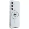 Karl Lagerfeld Button Choupette Head Printed Logo MagSafe Case für Samsung Galaxy S25 Weiß