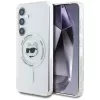 Karl Lagerfeld Button Choupette Head Printed Logo MagSafe Case für Samsung Galaxy S25 Weiß