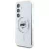 Karl Lagerfeld Button Choupette Head Printed Logo MagSafe Case für Samsung Galaxy S25 Weiß