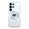 Karl Lagerfeld Button Choupette Head Printed Logo MagSafe Case für Samsung Galaxy S25 Ultra Weiß