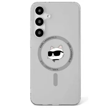 Karl Lagerfeld Button Choupette Head Printed Logo MagSafe Case für Samsung Galaxy S25, Schwarz