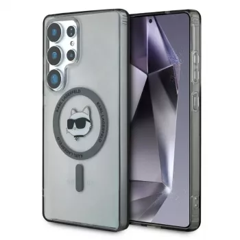 Karl Lagerfeld Button Choupette Head Printed Logo MagSafe Case für Samsung Galaxy S25 Ultra, Schwarz