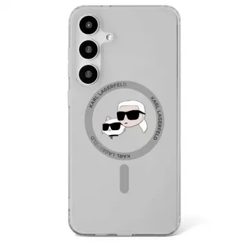 KARL LAGERFELD Button Karl & Choupette Heads Printed Logo MagSafe Case für Samsung Galaxy S25, Schwarz