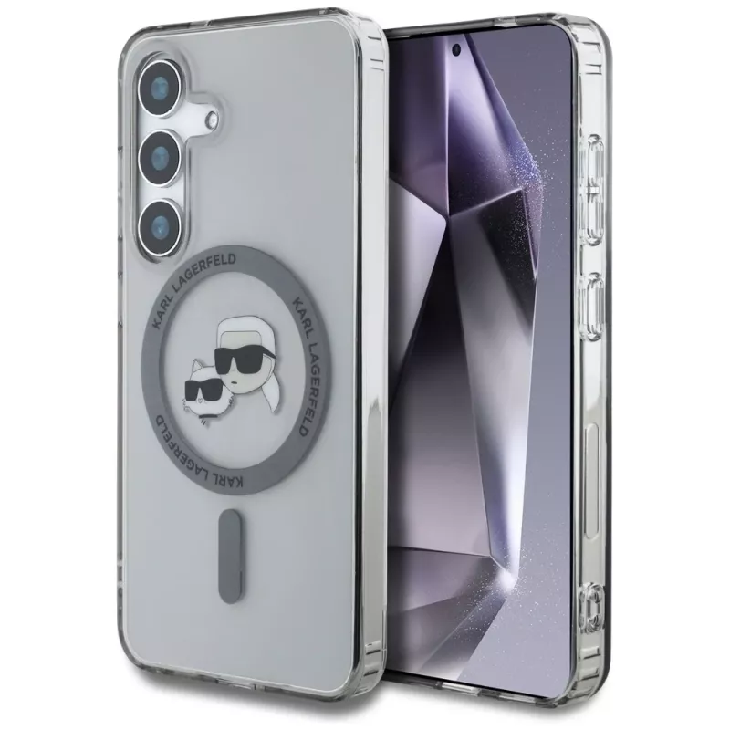 Karl Lagerfeld Button Karl & Choupette Heads Printed Logo MagSafe Case Samsung Galaxy S25 Plus Black