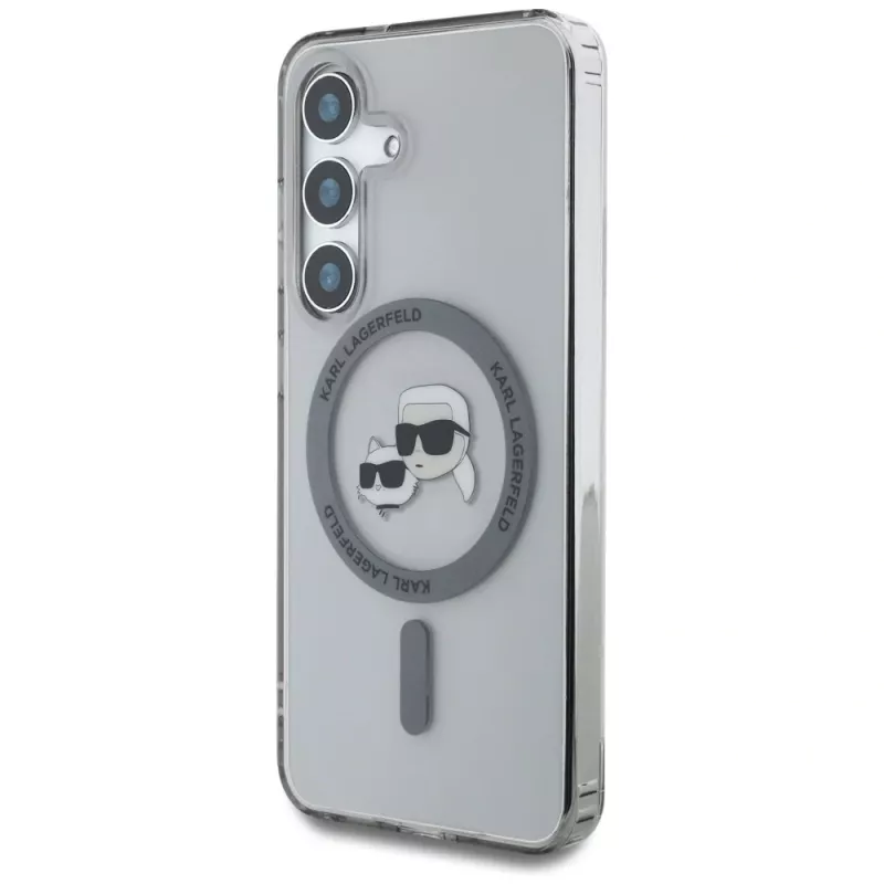 Karl Lagerfeld Button Karl & Choupette Heads Printed Logo MagSafe Case Samsung Galaxy S25 Plus Black