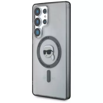 KARL LAGERFELD Button Karl Head Printed Logo MagSafe Case für Samsung Galaxy S25 Ultra Schwarz