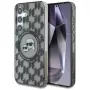 Karl Lagerfeld Button Karl & Choupette Heads On KL Pattern MagSafe Case für Samsung Galaxy S25 Schwarz