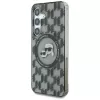 Karl Lagerfeld Button Karl & Choupette Heads On KL Pattern MagSafe Case für Samsung Galaxy S25 Schwarz