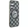 Karl Lagerfeld Button Karl & Choupette Heads On KL Pattern MagSafe Case für Samsung Galaxy S25 Schwarz