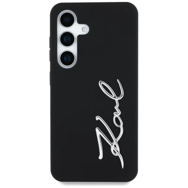 KARL LAGERFELD Silicone Metal Signature Logo Case für Samsung Galaxy S25, Schwarz