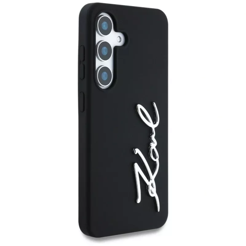 KARL LAGERFELD Silicone Metal Signature Logo Case für Samsung Galaxy S25, Schwarz