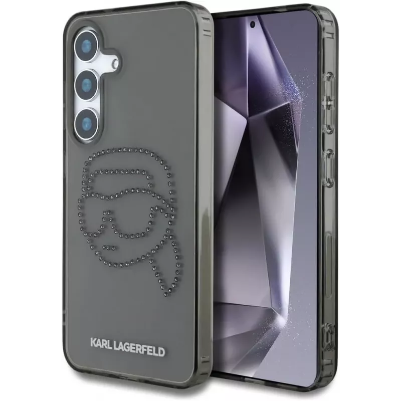 Karl Lagerfeld Rhinestones Karl Head Logo Case für Samsung Galaxy S25 (Schwarz)