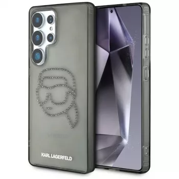 Karl Lagerfeld Rhinestones Karl Head Logo Case für Samsung Galaxy S25 Ultra Schwarz