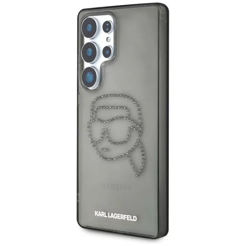 Karl Lagerfeld Rhinestones Karl Head Logo Case für Samsung Galaxy S25 Ultra Schwarz