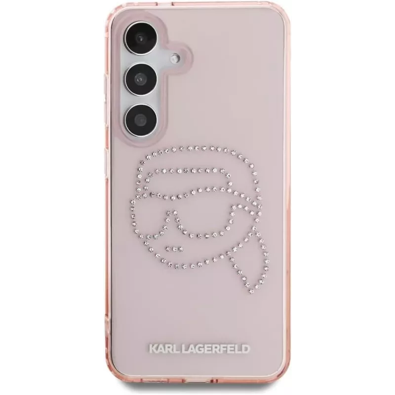 Karl Lagerfeld Rhinestones Karl Head Logo Case für Samsung Galaxy S25 (Pink)