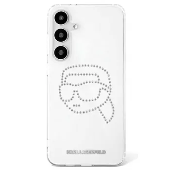 Karl Lagerfeld Rhinestones Karl Head Logo Case für Samsung Galaxy S25 (Transparent)