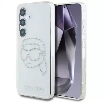 Karl Lagerfeld Rhinestones Karl Head Logo Case für Samsung Galaxy S25 (Transparent)