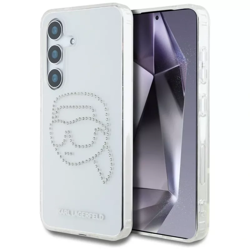 Karl Lagerfeld Rhinestones Karl Head Logo Case für Samsung Galaxy S25 (Transparent)
