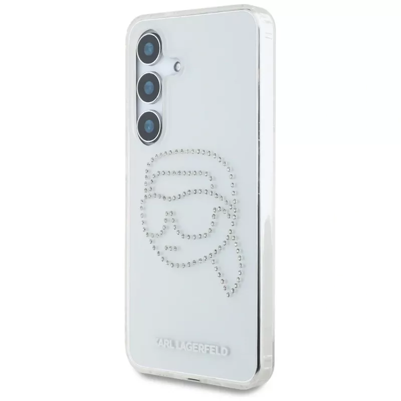 Karl Lagerfeld Rhinestones Karl Head Logo Case für Samsung Galaxy S25 (Transparent)
