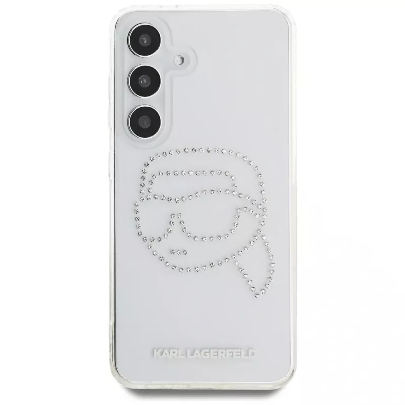 Karl Lagerfeld Rhinestones Karl Head Logo Case für Samsung Galaxy S25 (Transparent)