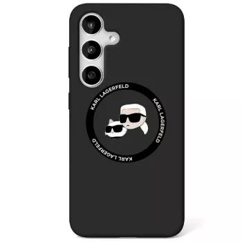 Karl Lagerfeld Silicone DoubleHeads And Circle MagSafe Case für Samsung Galaxy S25, Schwarz