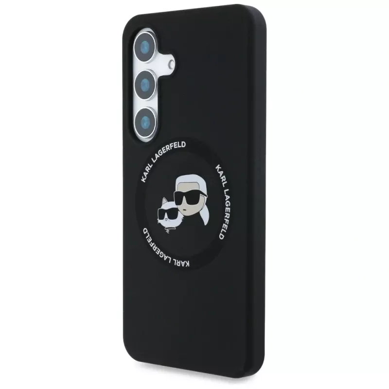 KARL LAGERFELD Silicone DoubleHeads & Circle MagSafe Case für Samsung Galaxy S25+ - Schwarz