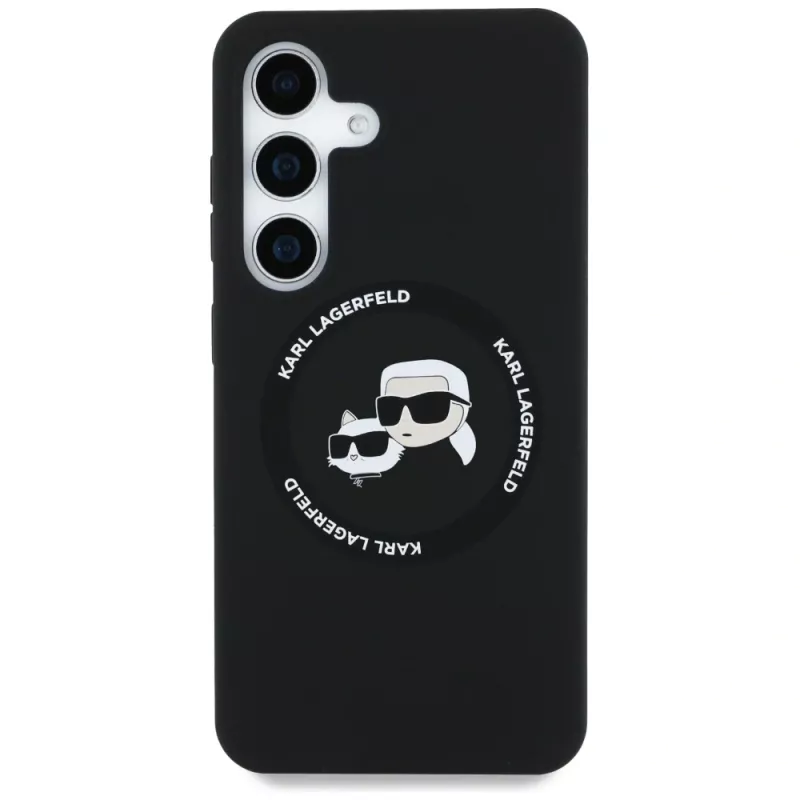 KARL LAGERFELD Silicone DoubleHeads & Circle MagSafe Case für Samsung Galaxy S25+ - Schwarz