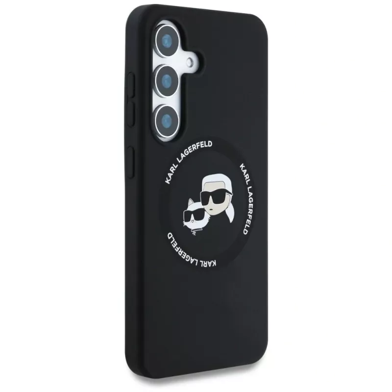 KARL LAGERFELD Silicone DoubleHeads & Circle MagSafe Case für Samsung Galaxy S25+ - Schwarz