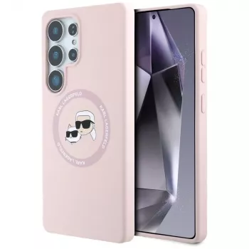 Karl Lagerfeld Silicone DoubleHeads & Circle MagSafe Case für Samsung Galaxy S25 Ultra, Pink