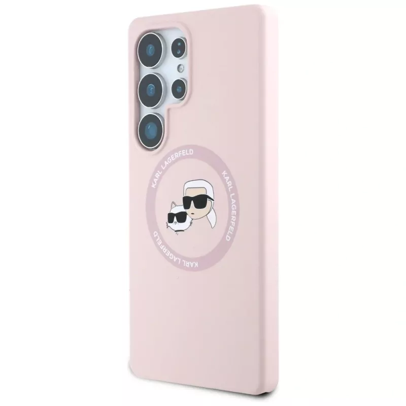 Karl Lagerfeld Silicone DoubleHeads & Circle MagSafe Case für Samsung Galaxy S25 Ultra, Pink