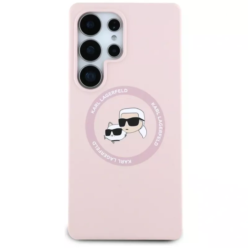 Karl Lagerfeld Silicone DoubleHeads & Circle MagSafe Case für Samsung Galaxy S25 Ultra, Pink