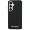 KARL LAGERFELD Saffiano FullWrapped Elongated Metal Logo MagSafe Case für Samsung Galaxy S25+, Schwarz