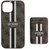 Guess 4G Stripes Wallet Case mit Magsafe für iPhone 15 Braun
