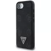 Guess Grained Hot Stamp Peony Triangle Logo MagSafe Case für iPhone 16e (Schwarz)