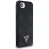 Guess Grained Hot Stamp Peony Triangle Logo MagSafe Case für iPhone 16e (Schwarz)