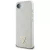 Guess Grained Hot Stamp Peony Triangle Logo MagSafe Case für iPhone 16e (Beige)