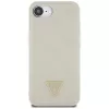 Guess Grained Hot Stamp Peony Triangle Logo MagSafe Case für iPhone 16e (Beige)