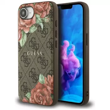 Guess 4G Flowers Print MagSafe Case für iPhone 16e / 17e Braun
