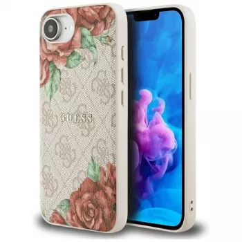 Guess 4G Flowers Print MagSafe Case für iPhone 16e / 17e Pink